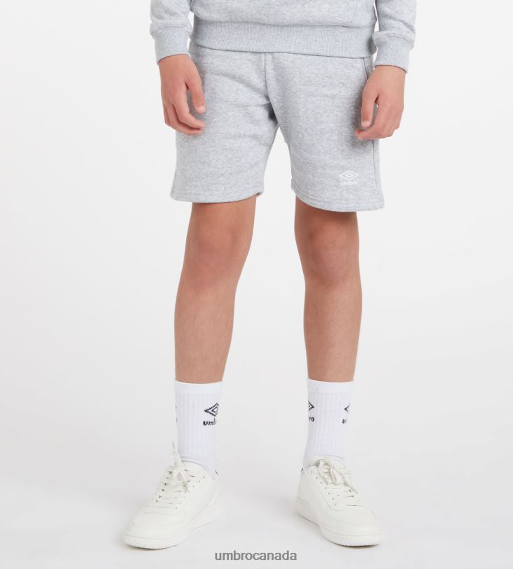 Grey Marl/White Clothing Club Leisure Jog Short Junior Kids Umbro 262Z8667