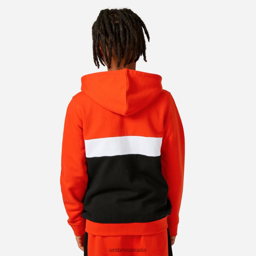 Cherry Tomato/White/Black Clothing Zip Through Hoodie Kids Umbro 262Z8611