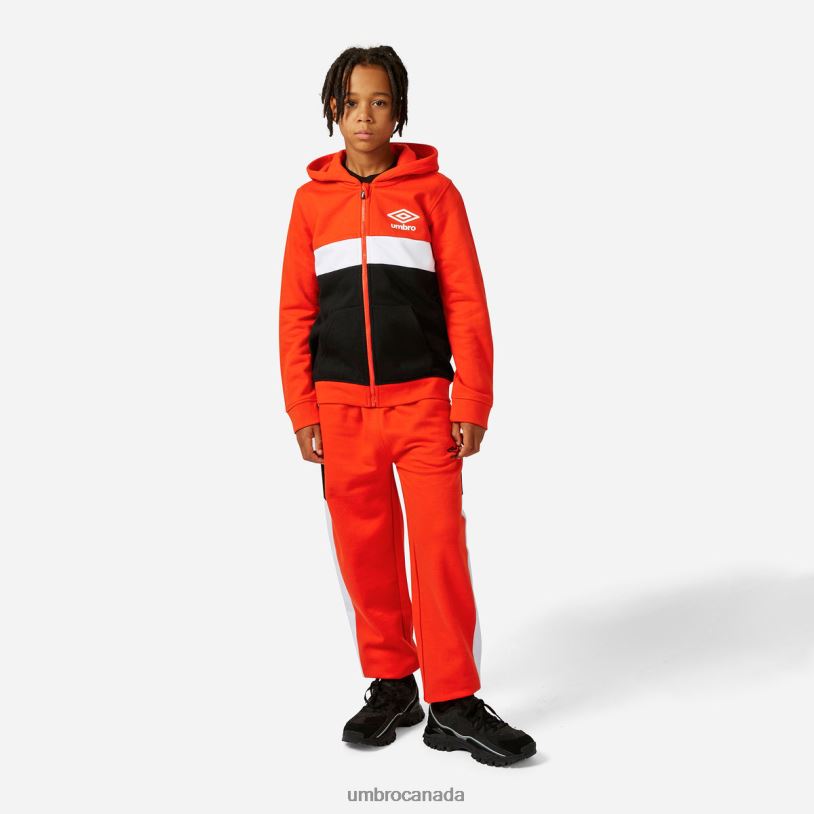 Cherry Tomato/White/Black Clothing Zip Through Hoodie Kids Umbro 262Z8611