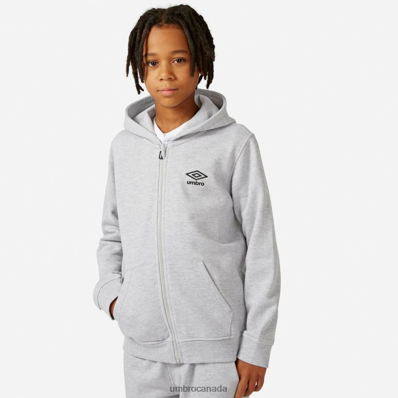 Grey Marl Clothing Zip Through Hoodie Kids Umbro 262Z8621