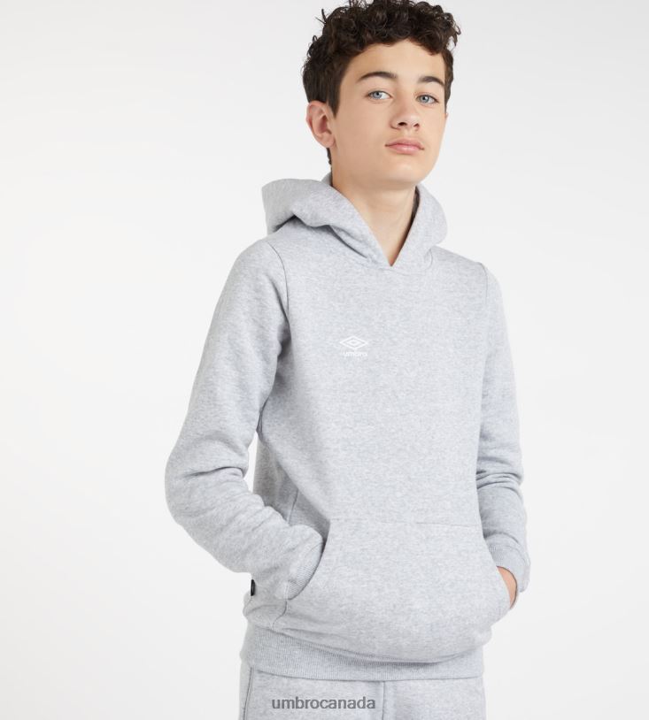 Grey Marl/White Clothing Club Leisure Hoody Junior Kids Umbro 262Z8609