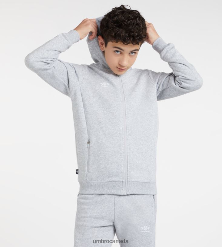 Grey Marl/White Clothing Club Leisure ZT Hoodie Junior Kids Umbro 262Z8614