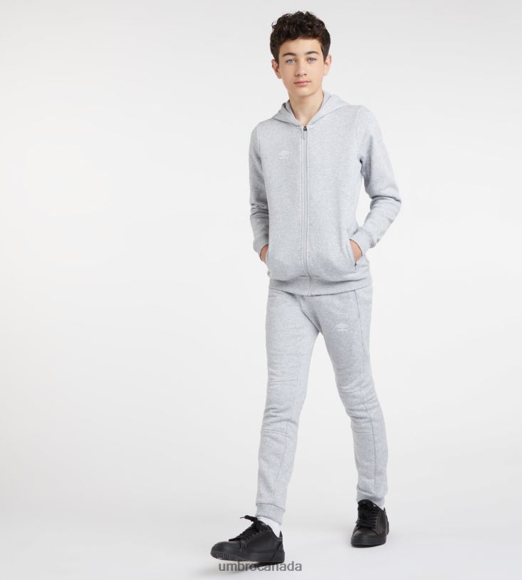 Grey Marl/White Clothing Club Leisure ZT Hoodie Junior Kids Umbro 262Z8614