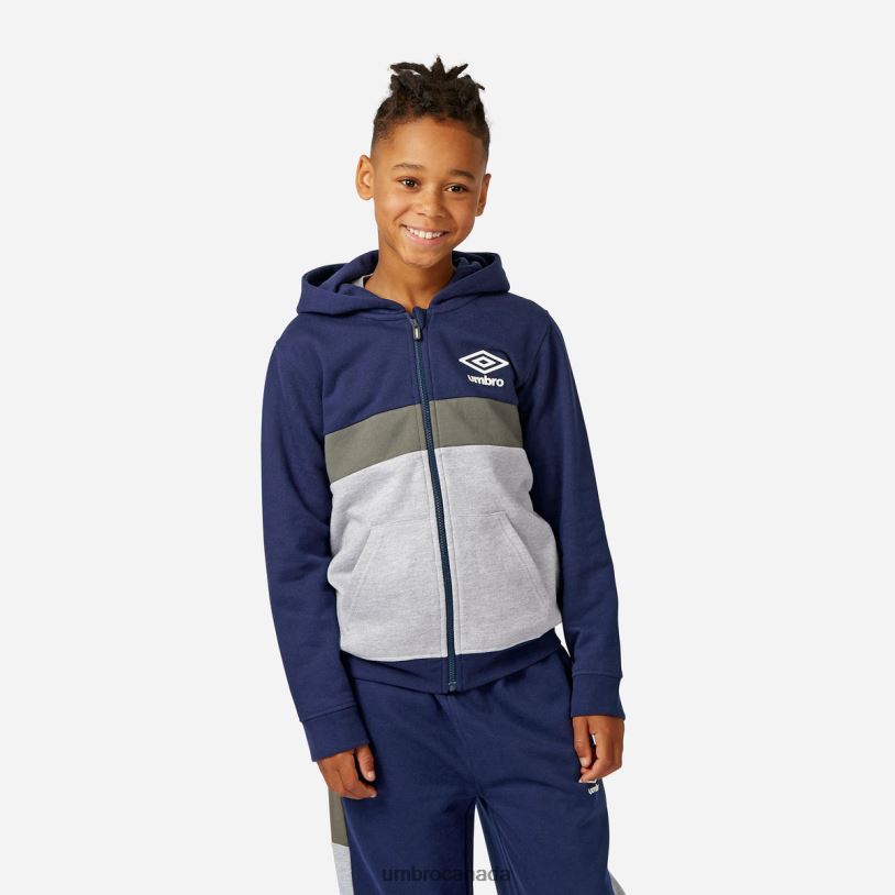 Greymarl/Navy/Gunmetal Clothing Zip Through Hoodie Kids Umbro 262Z8612