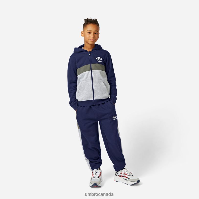 Greymarl/Navy/Gunmetal Clothing Zip Through Hoodie Kids Umbro 262Z8612