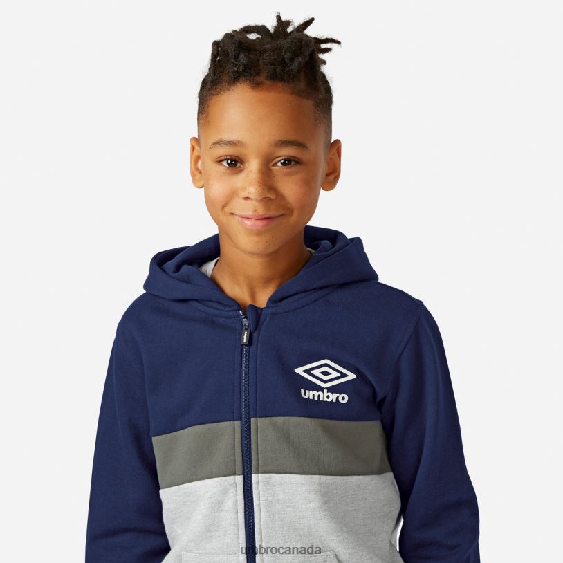 Greymarl/Navy/Gunmetal Clothing Zip Through Hoodie Kids Umbro 262Z8612