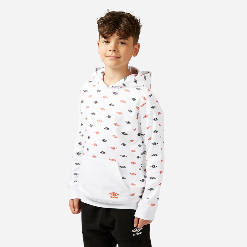 White Clothing All Over Print Hoodie Kids Umbro 262Z8620