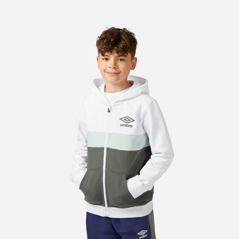 White/Skylight/Gunmetal Clothing Zip Through Hoodie Kids Umbro 262Z8613