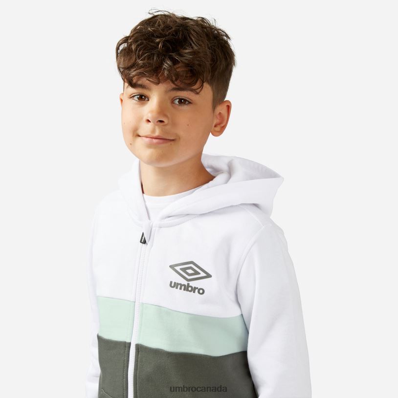 White/Skylight/Gunmetal Clothing Zip Through Hoodie Kids Umbro 262Z8613