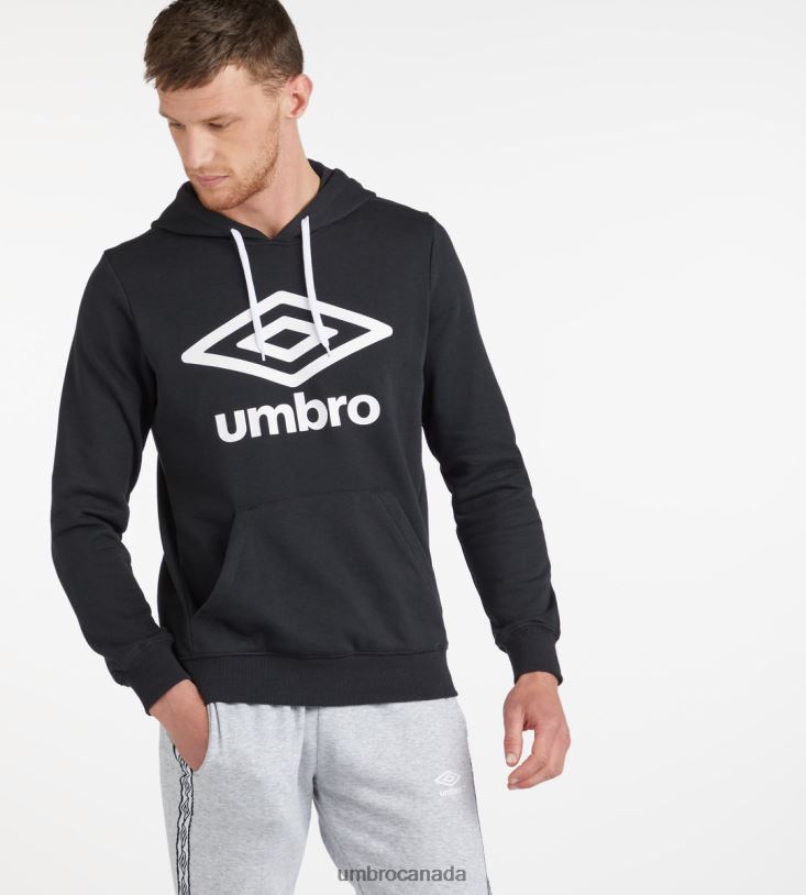 Black Clothing Large Logo Hoodie - Loopback Men Umbro 262Z897