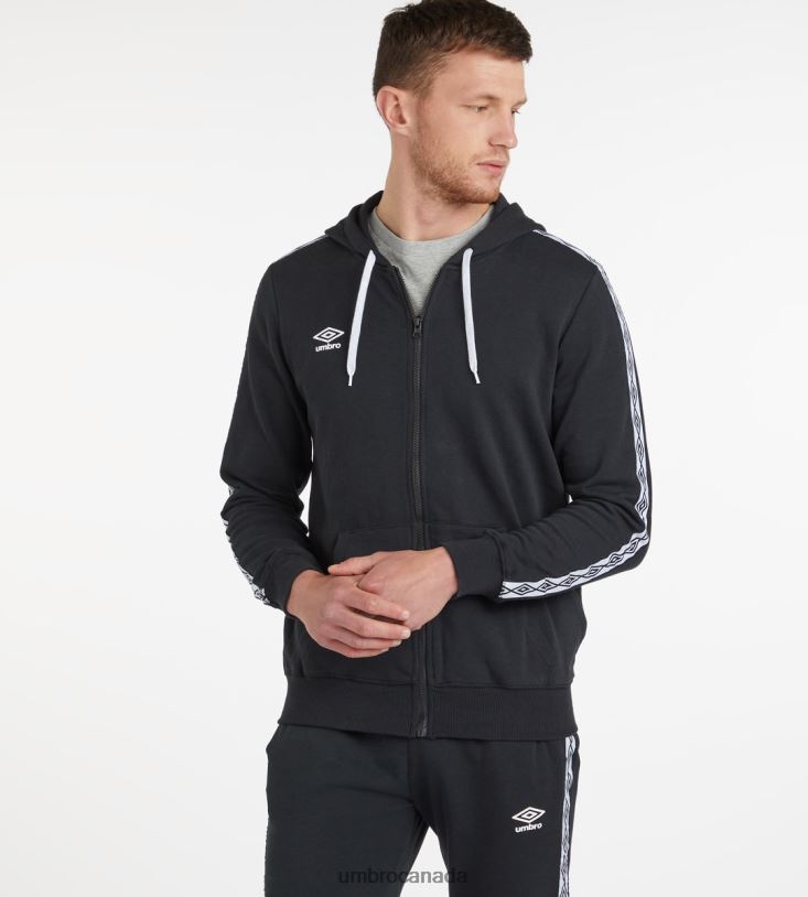 Black Clothing Taped Zip Hoodie - Loopback Men Umbro 262Z8137