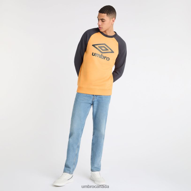 Blazing Orange/Collegiate Blue Clothing Core Raglan Sweat Men Umbro 262Z8113