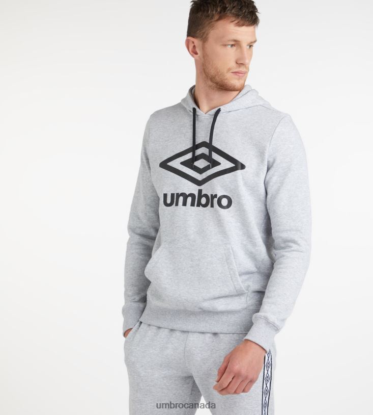 Grey Marl/Black Clothing Large Logo Hoodie - Loopback Men Umbro 262Z896