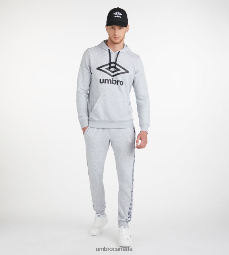 Grey Marl/Black Clothing Large Logo Hoodie - Loopback Men Umbro 262Z896
