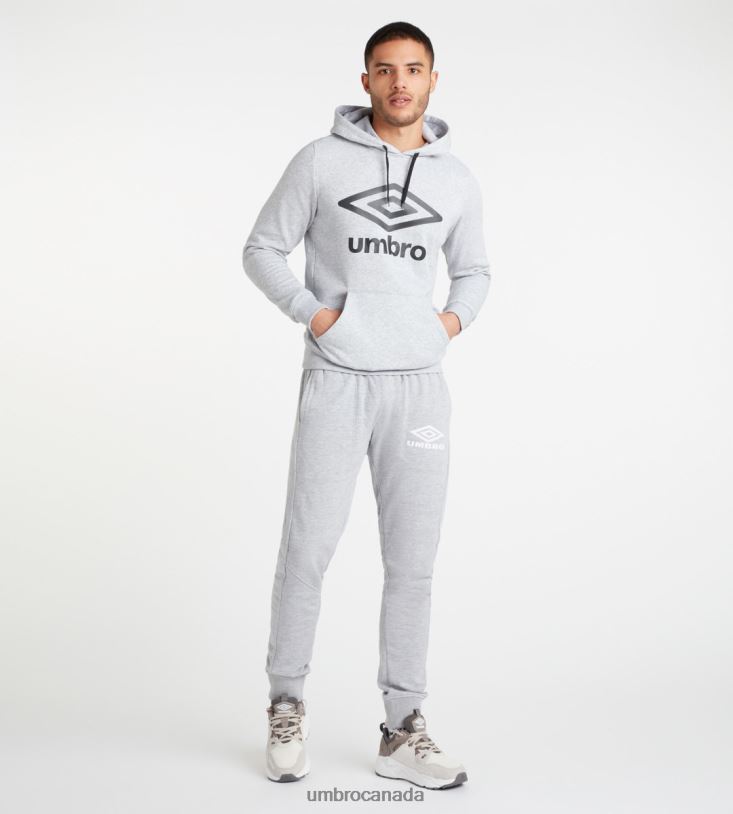 Grey Marl/Black Clothing Large Logo Hoodie Men Umbro 262Z8151