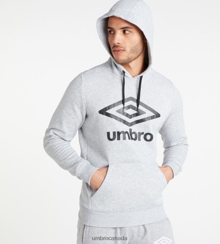 Grey Marl/Black Clothing Large Logo Hoodie Men Umbro 262Z8151