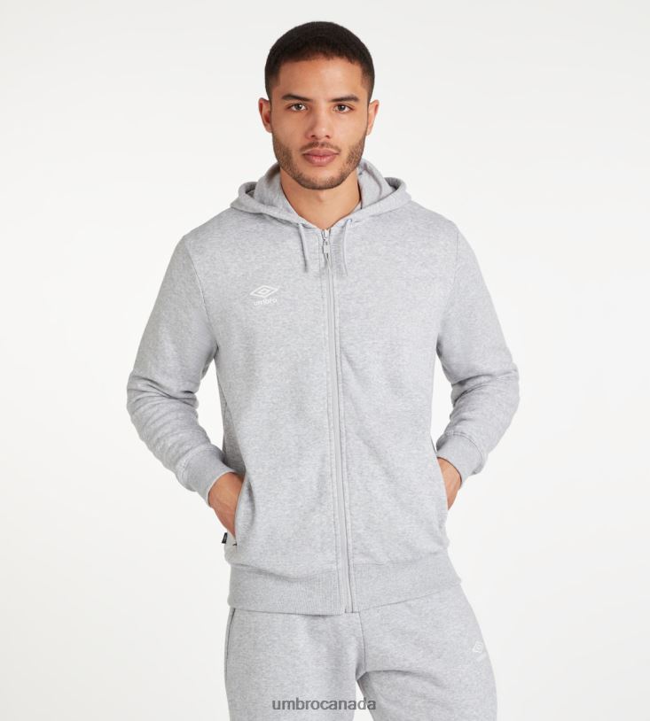 Grey Marl/White Clothing Club Leisure ZT Hoodie Men Umbro 262Z8135