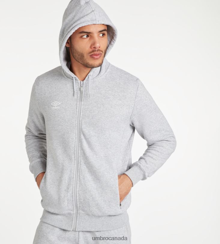Grey Marl/White Clothing Club Leisure ZT Hoodie Men Umbro 262Z8135