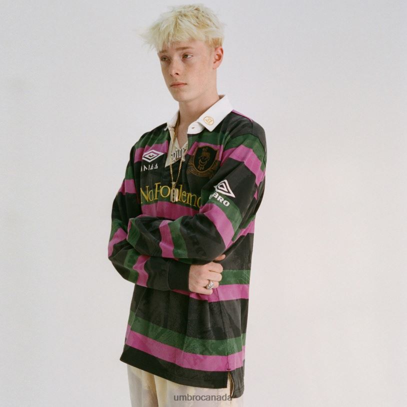 Black/Khaki/Purple Clothing Aries Lasered Rugby Shirt Men Umbro 262Z82