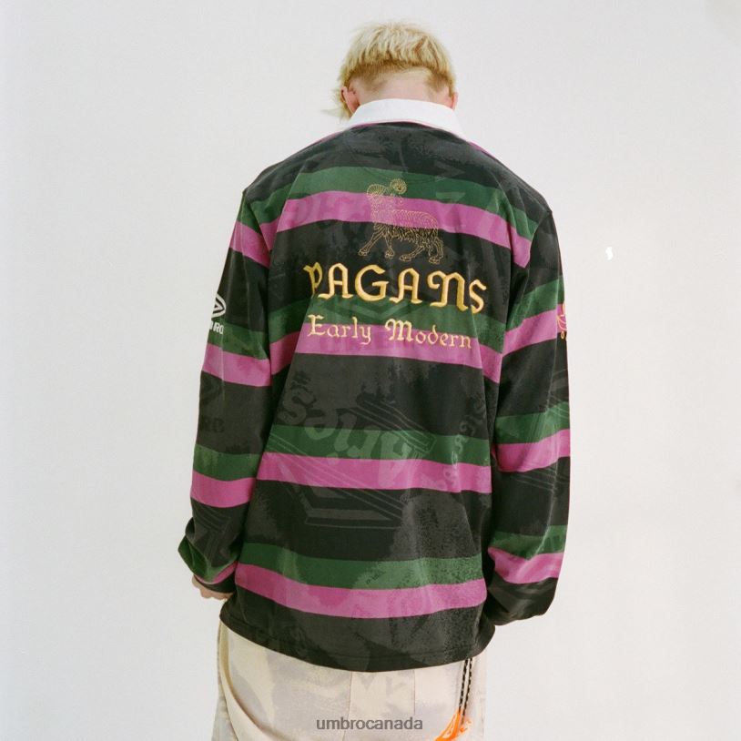 Black/Khaki/Purple Clothing Aries Lasered Rugby Shirt Men Umbro 262Z82