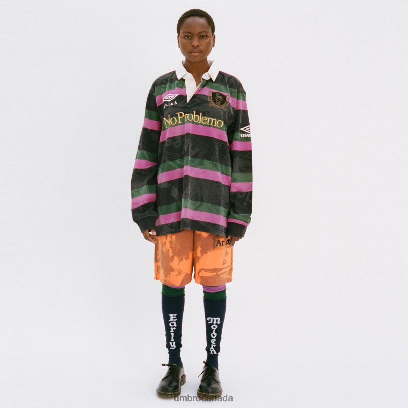 Black/Khaki/Purple Clothing Aries Lasered Rugby Shirt Men Umbro 262Z82