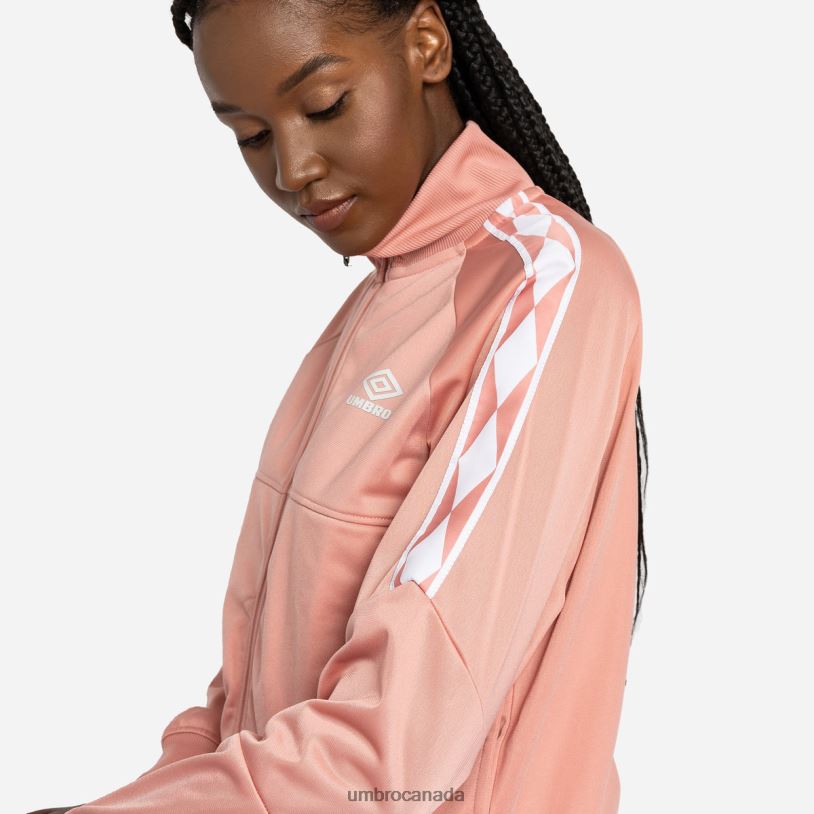 Rosette/White Clothing Diamond Taped Tricot Panel Jacket Women Umbro 262Z8516