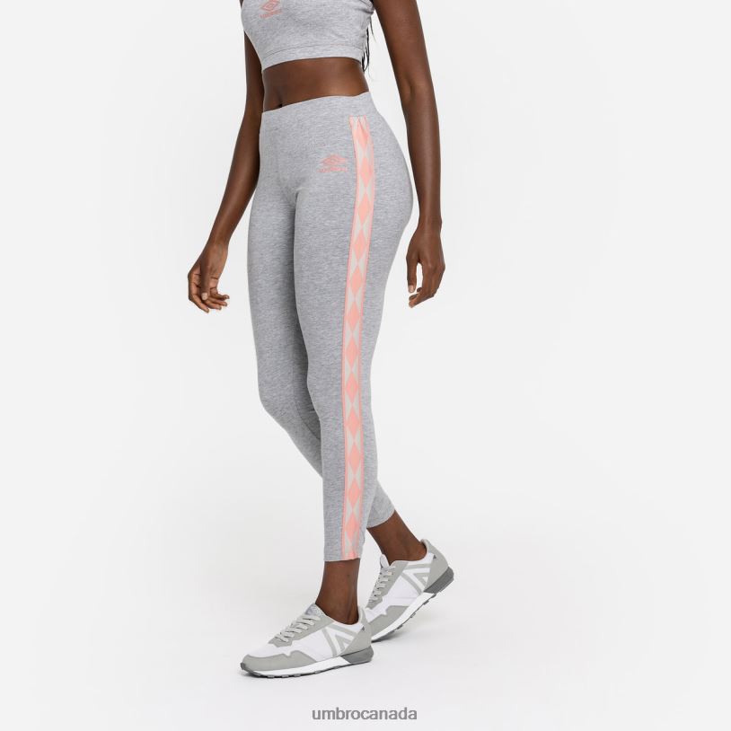 Grey Marl/Rosette Clothing Diamond Taped Cotton Leggings Women Umbro 262Z8482