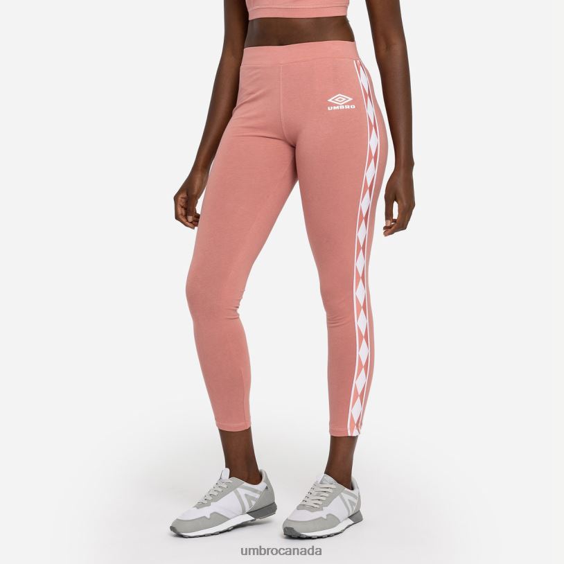 Rosette/White Clothing Diamond Taped Cotton Leggings Women Umbro 262Z8483