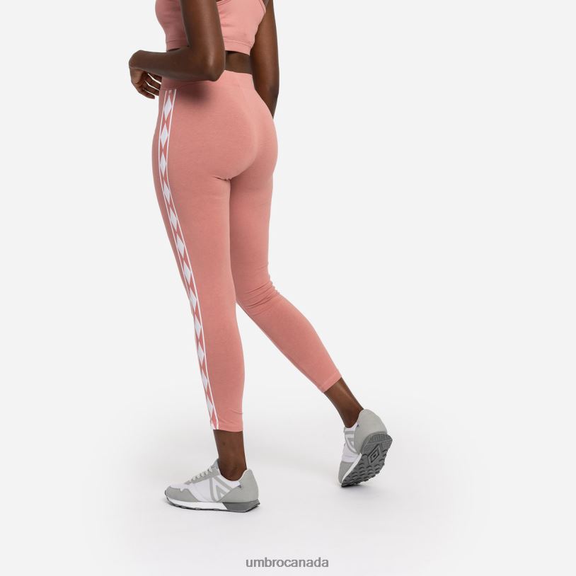 Rosette/White Clothing Diamond Taped Cotton Leggings Women Umbro 262Z8483