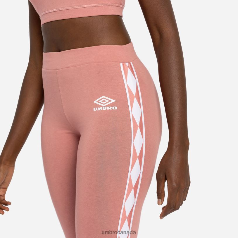 Rosette/White Clothing Diamond Taped Cotton Leggings Women Umbro 262Z8483