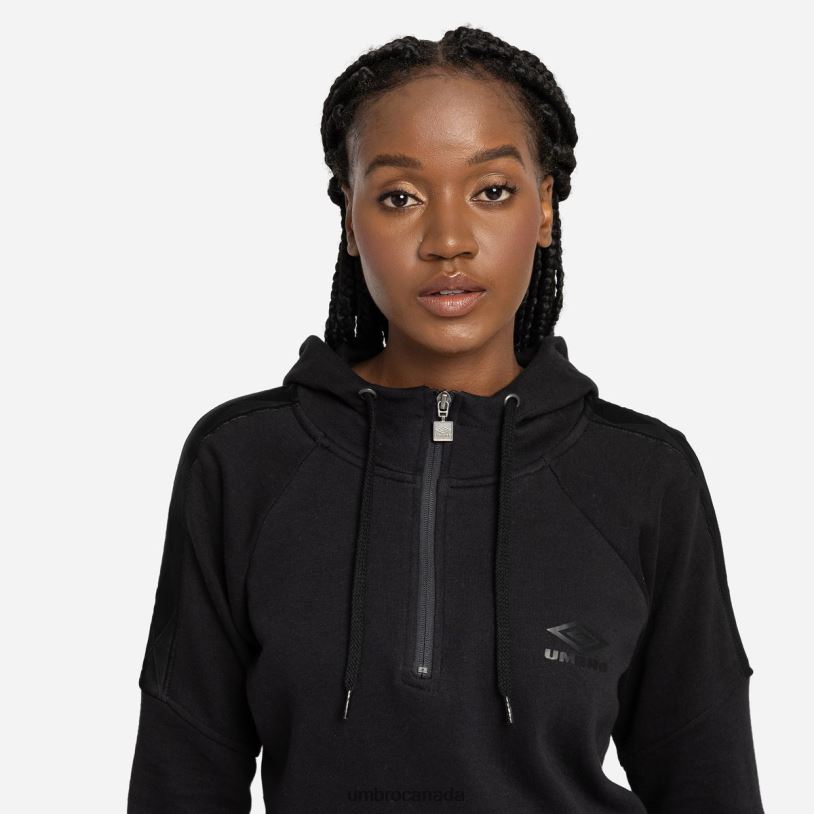 Black Clothing Diamond Taped 1/2 Zip Oh Hood Women Umbro 262Z8438