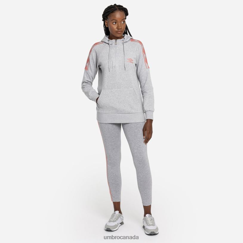 Grey Marl/Rosette Clothing Diamond Taped 1/2 Zip Oh Hood Women Umbro 262Z8437