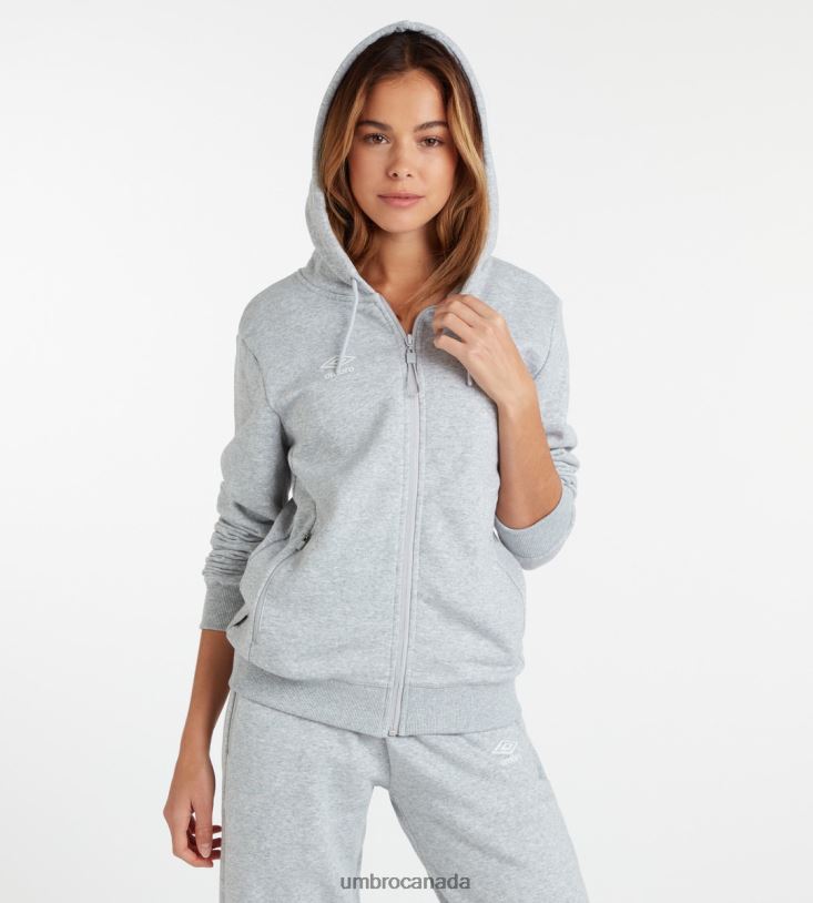 Grey Marl/White Clothing Club Leisure ZT Hoodie Women Umbro 262Z8446