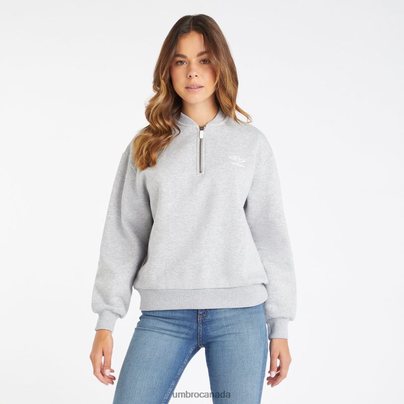 Grey Marl/White Clothing Core Half Zip Sweatshirt Women Umbro 262Z8430