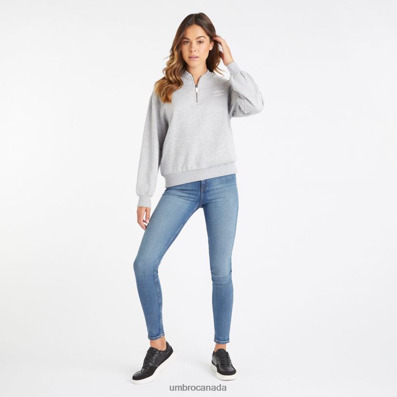 Grey Marl/White Clothing Core Half Zip Sweatshirt Women Umbro 262Z8430