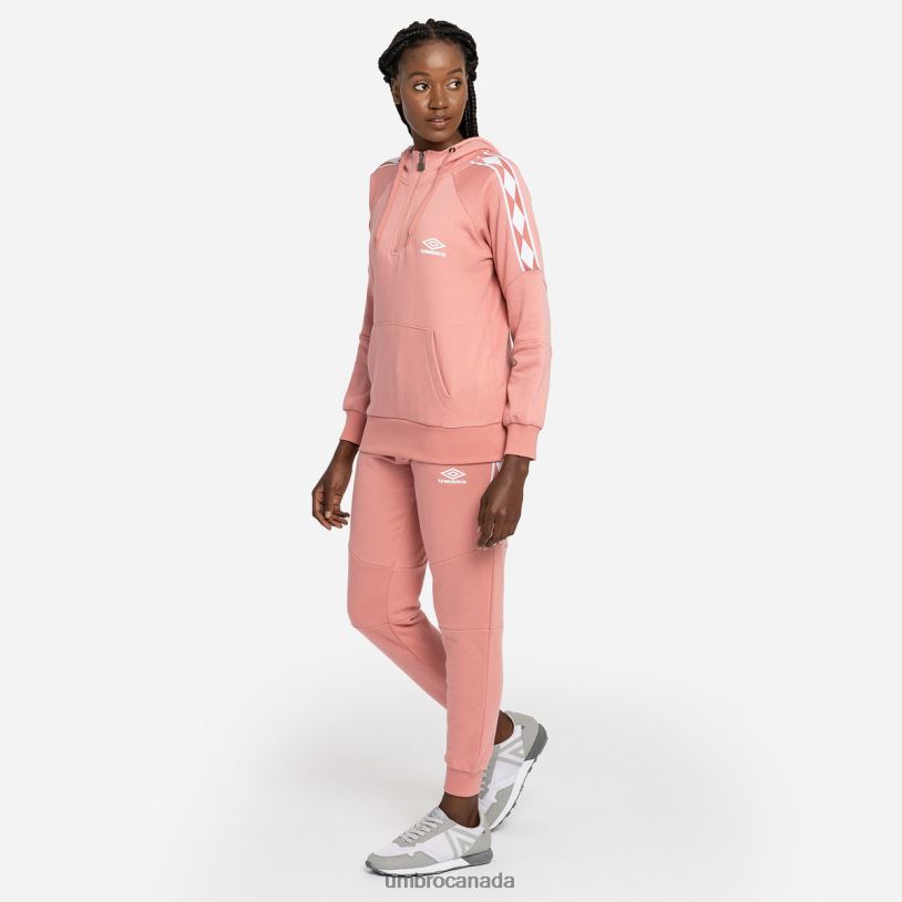 Rosette/White Clothing Diamond Taped 1/2 Zip Oh Hood Women Umbro 262Z8439