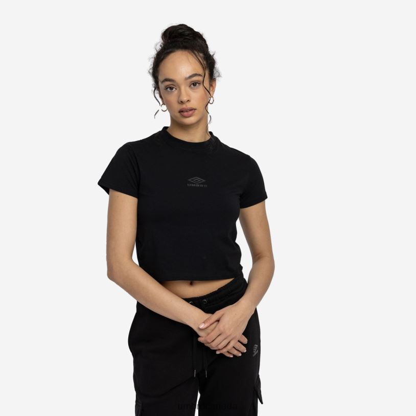 Black Clothing Diamond Fitted Crop Tee Women Umbro 262Z8411