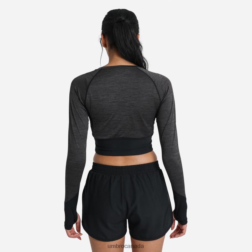 Black Marl Clothing Pro Training Long Sleeve Crop Top Women Umbro 262Z8400