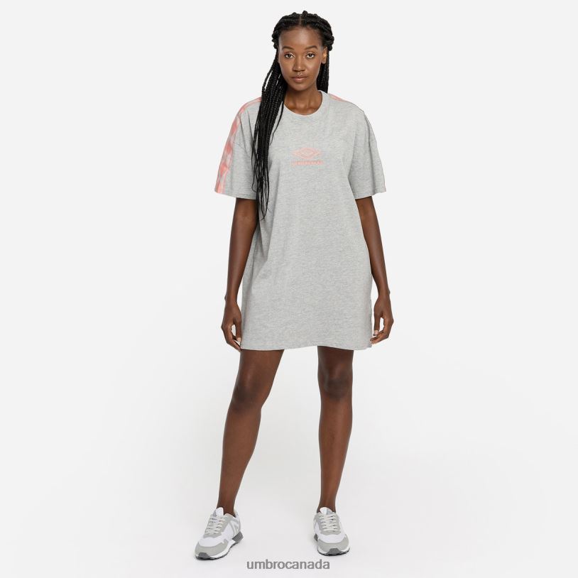 Grey Marl/Rosette Clothing Diamond Taped Oversized Tee Dress Women Umbro 262Z8414
