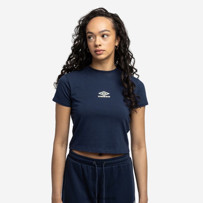Indigo Mood/Seafoam Clothing Diamond Fitted Crop Tee Women Umbro 262Z8412