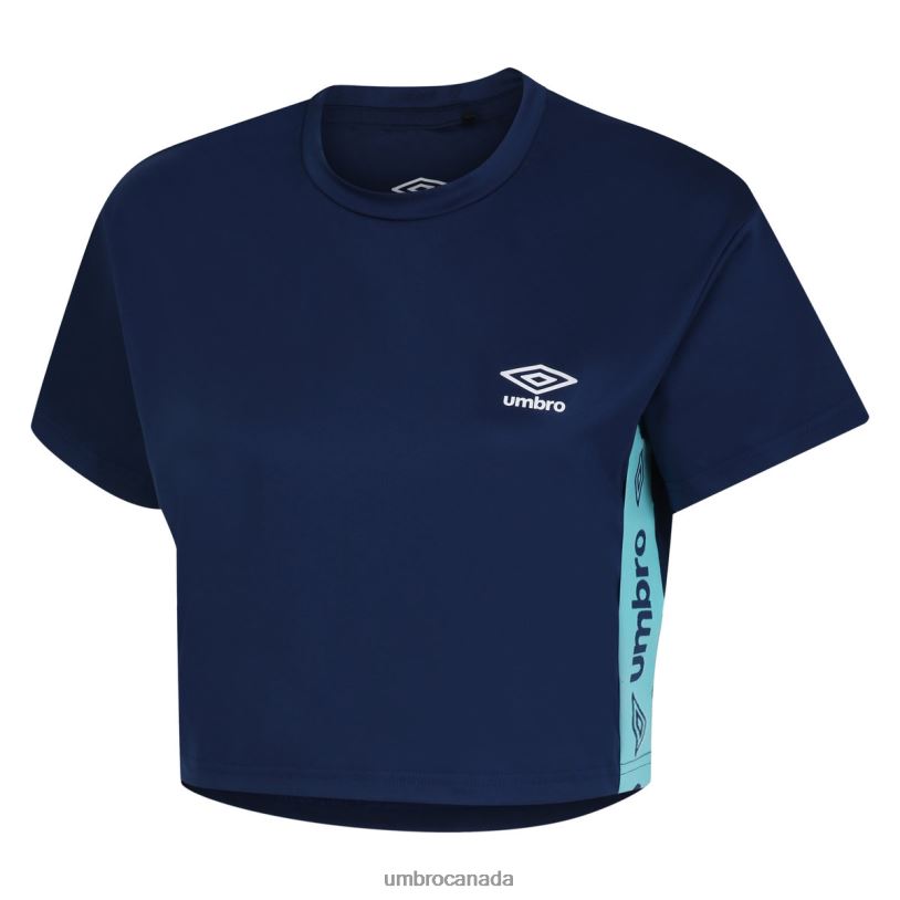 Navy/Cyan Clothing Active Cropped T-Shirt Women Umbro 262Z8391