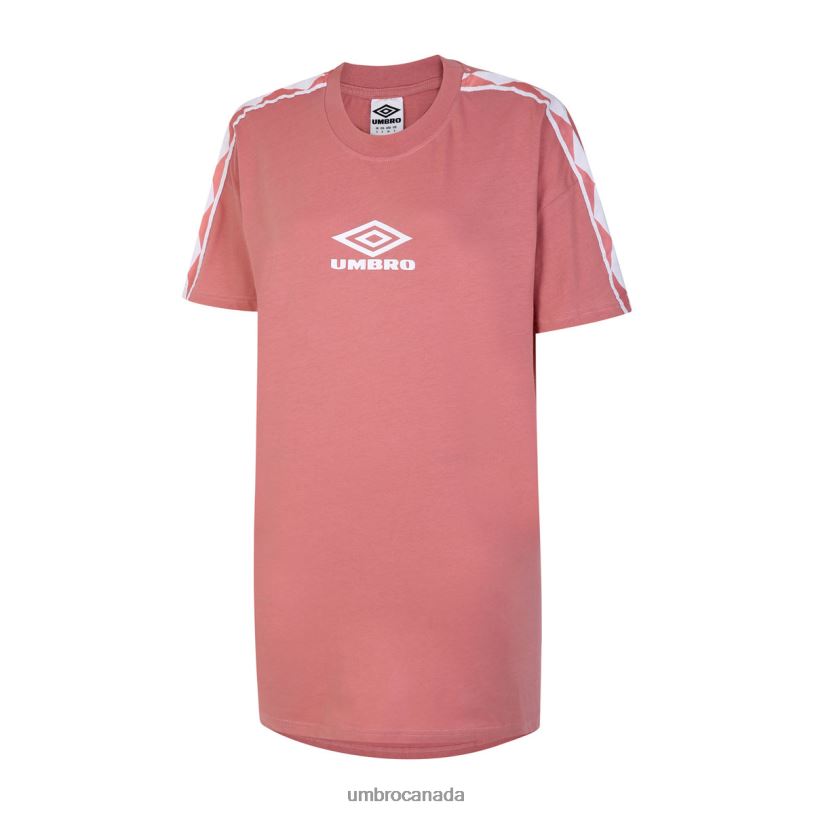 Rosette/White Clothing Diamond Taped Oversized Tee Dress Women Umbro 262Z8416