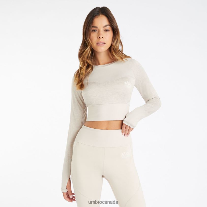Silver Gray Marl Clothing Pro Training Long Sleeve Crop Top Women Umbro 262Z8398