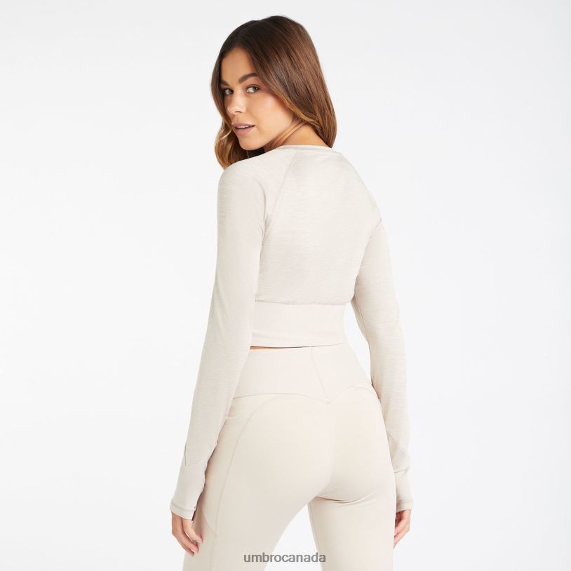 Silver Gray Marl Clothing Pro Training Long Sleeve Crop Top Women Umbro 262Z8398