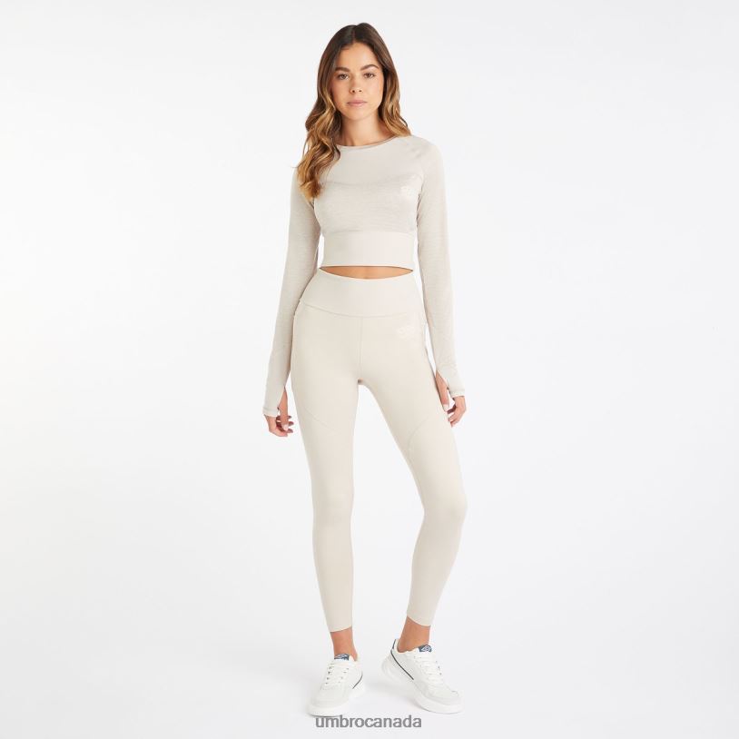 Silver Gray Marl Clothing Pro Training Long Sleeve Crop Top Women Umbro 262Z8398