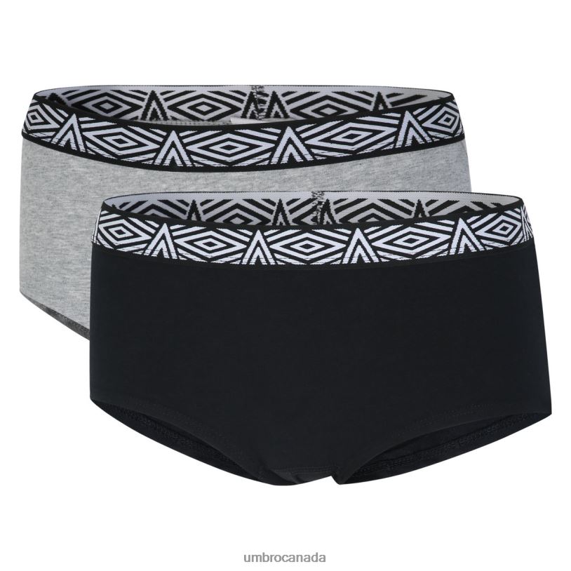 Black/Grey Marl Clothing Core Ladies Hipster 2 Pack Women Umbro 262Z8542