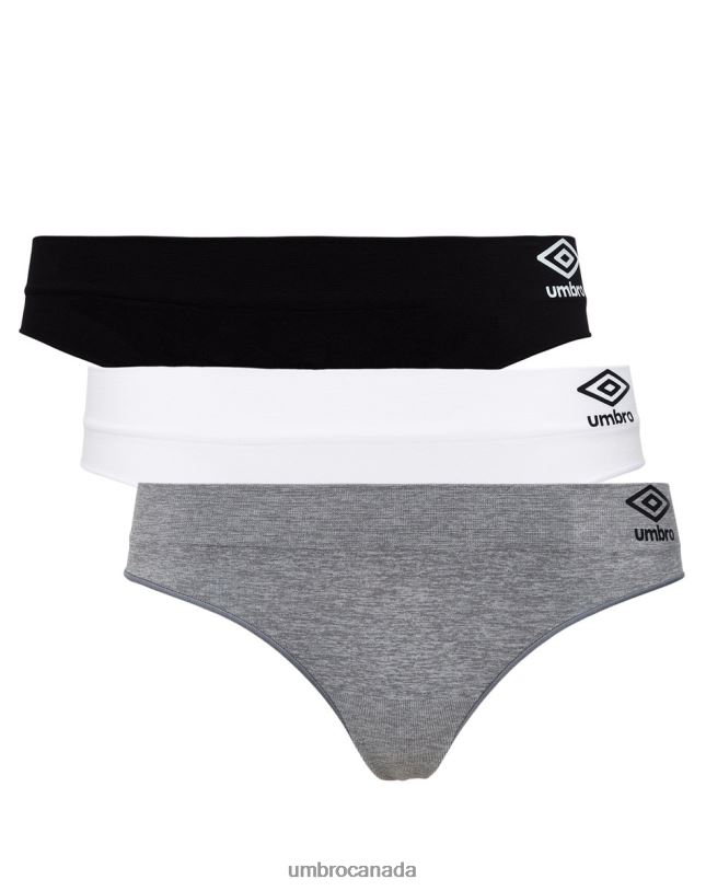 Black/Grey Marl/White Clothing Kim Seamless Thong (3 Pack) Women Umbro 262Z8547