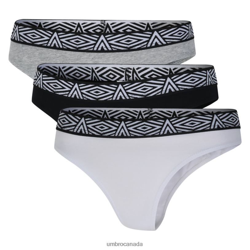 Black/Grey/White Clothing Core Thongs 3 Pack Women Umbro 262Z8535