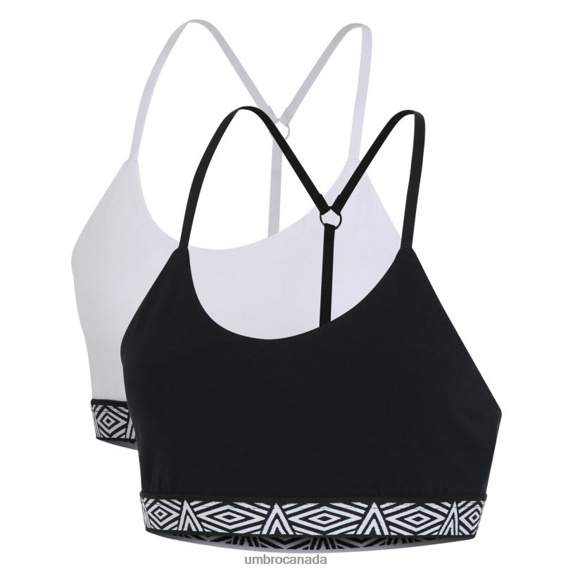 Black/White Clothing Core Ladies Strappy Bra Top 2 Pack Women Umbro 262Z8540