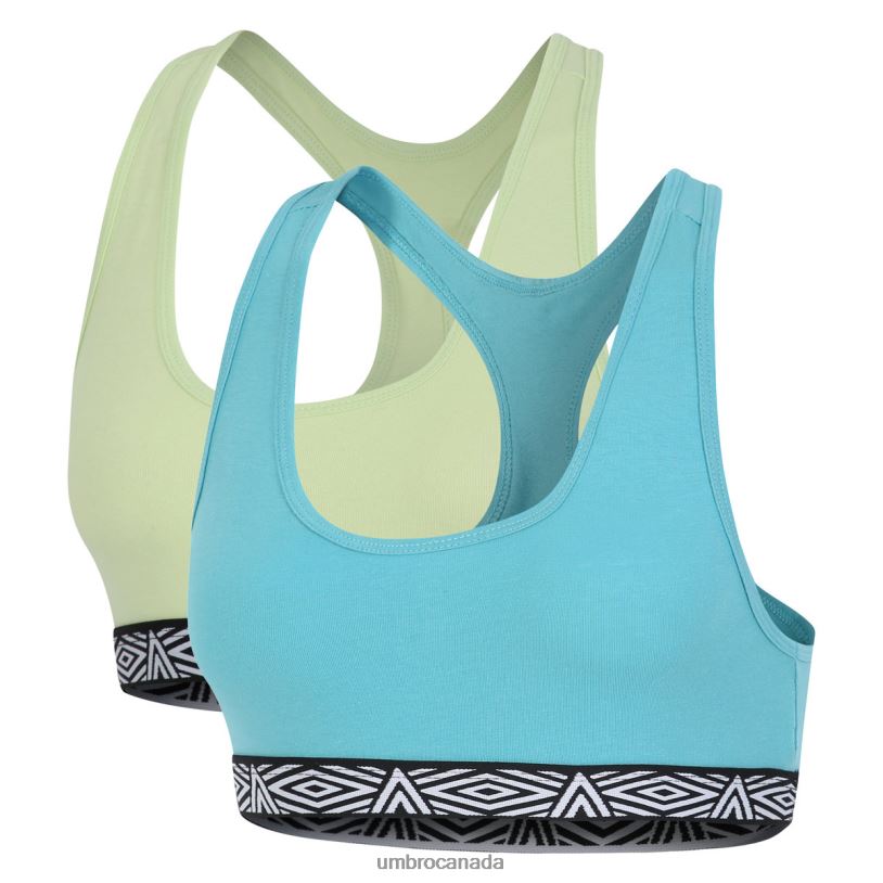 Green/Turquoise Clothing Core Ladies Bra Top 2 Pack Women Umbro 262Z8539